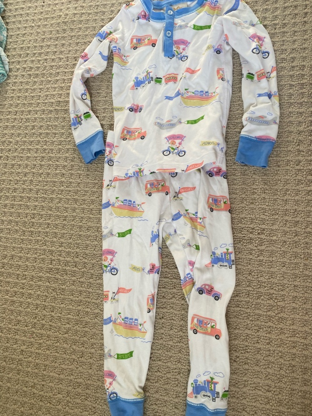 The Beaufort Bonnet Company happy travels unisex pajamas 2T FAIR condition.
